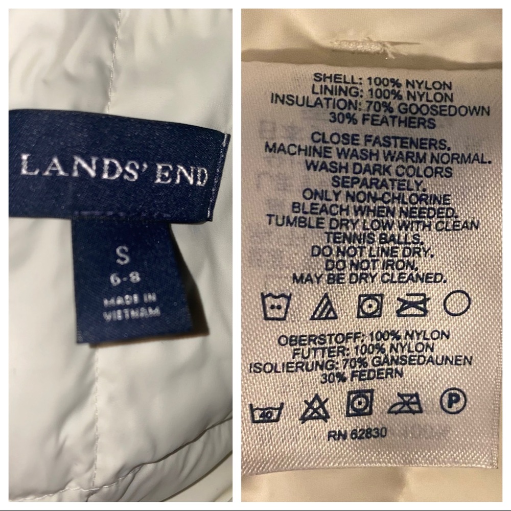 Lands' End Off-White Puffer Vest, S - Picture 16 of 16